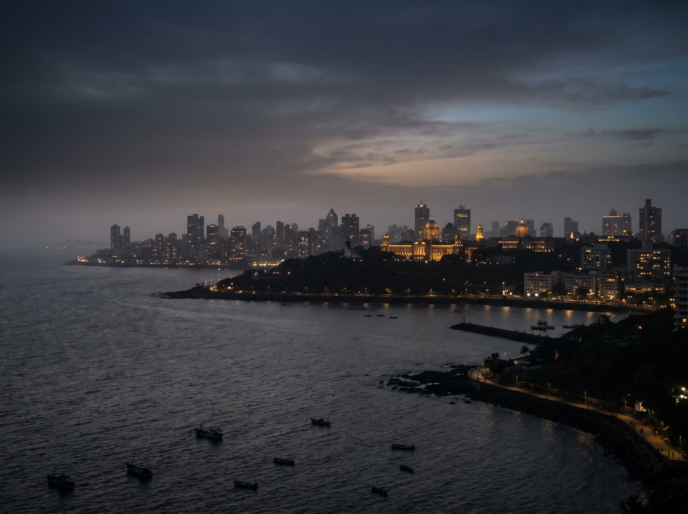 Persian-Gulf oil-and-gas terminal at dusk.